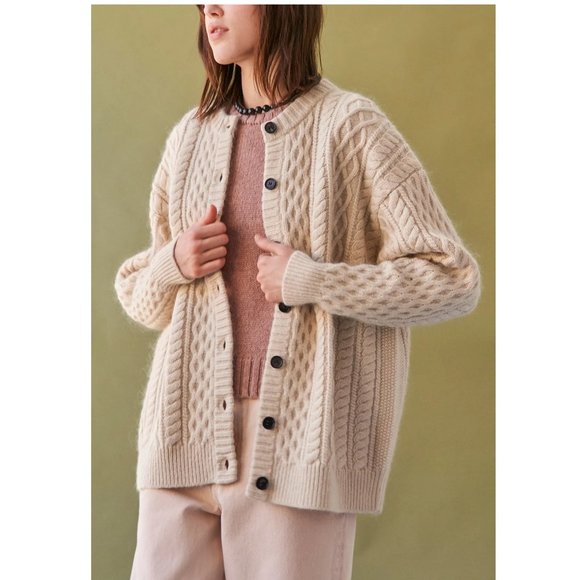 DEMYLEE Sweaters - DEMYLEE New York Adlee Cardigan / Size XS / Buttermilk Mohair Combo Oversized